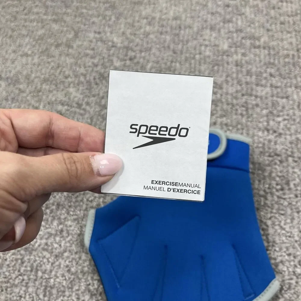 Speedo Aqua Fitness Gloves Blue Gray Water Exercise Swim Training Pair